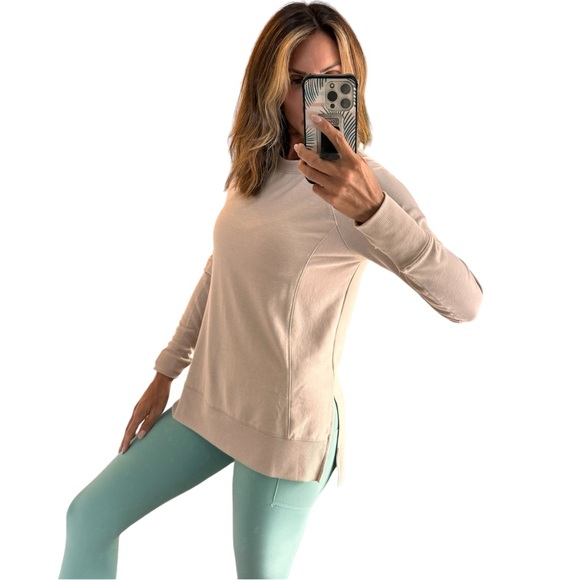RBX- Tan longline Crewneck oversized Sweatshirt Woman’s SM - Picture 3 of 9